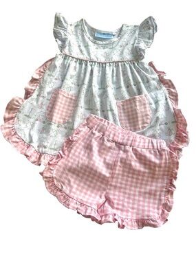 NEW Trotter Street Kids Girls Golf Two Piece Set Pink Green White Size 2